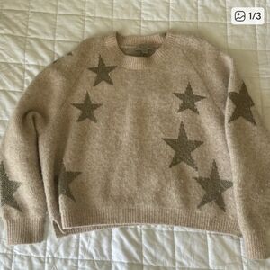 All Saints Jacqard Beigy Pink & Gold Star Sweater